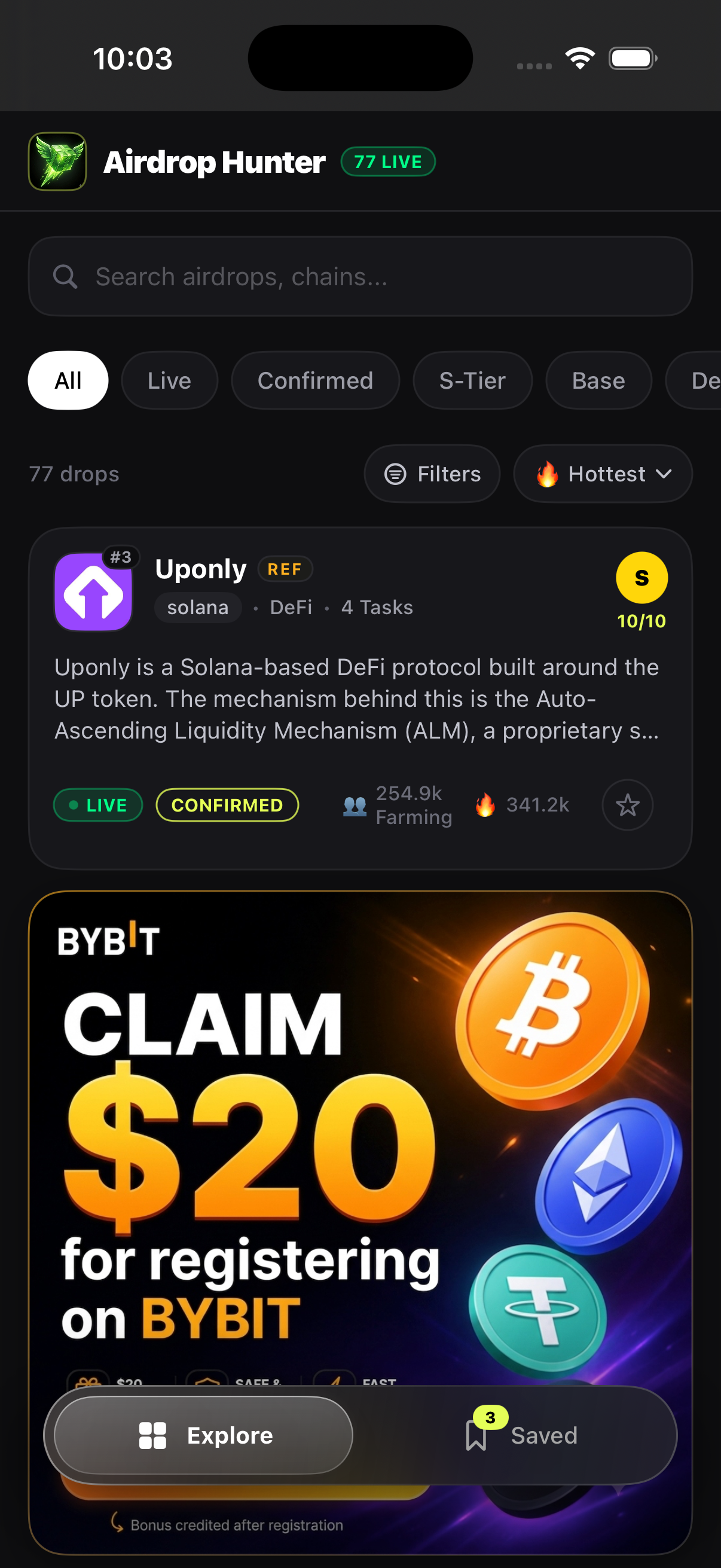 Airdrop Hunter Real iOS Home Feed