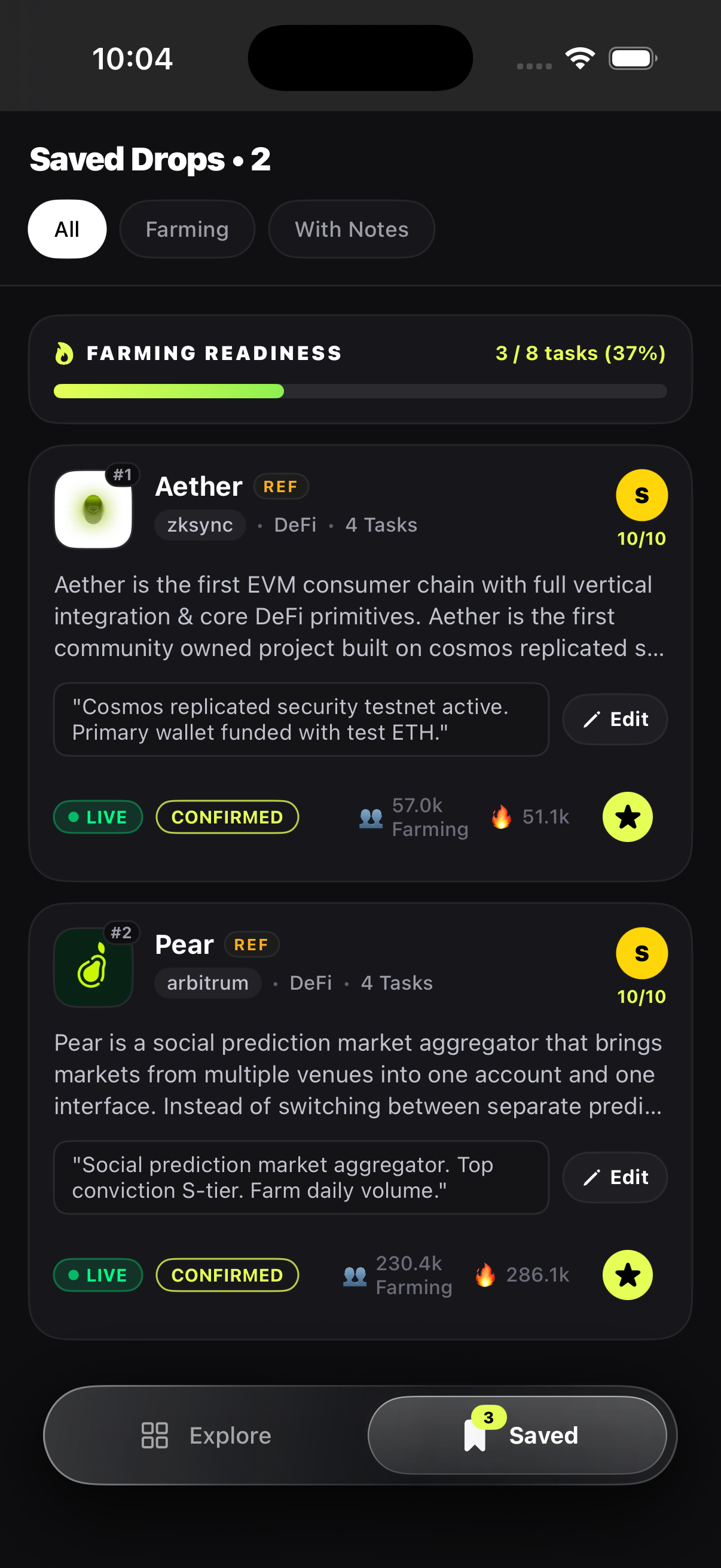 Airdrop Hunter Real Saved Watchlist with Farming Notes
